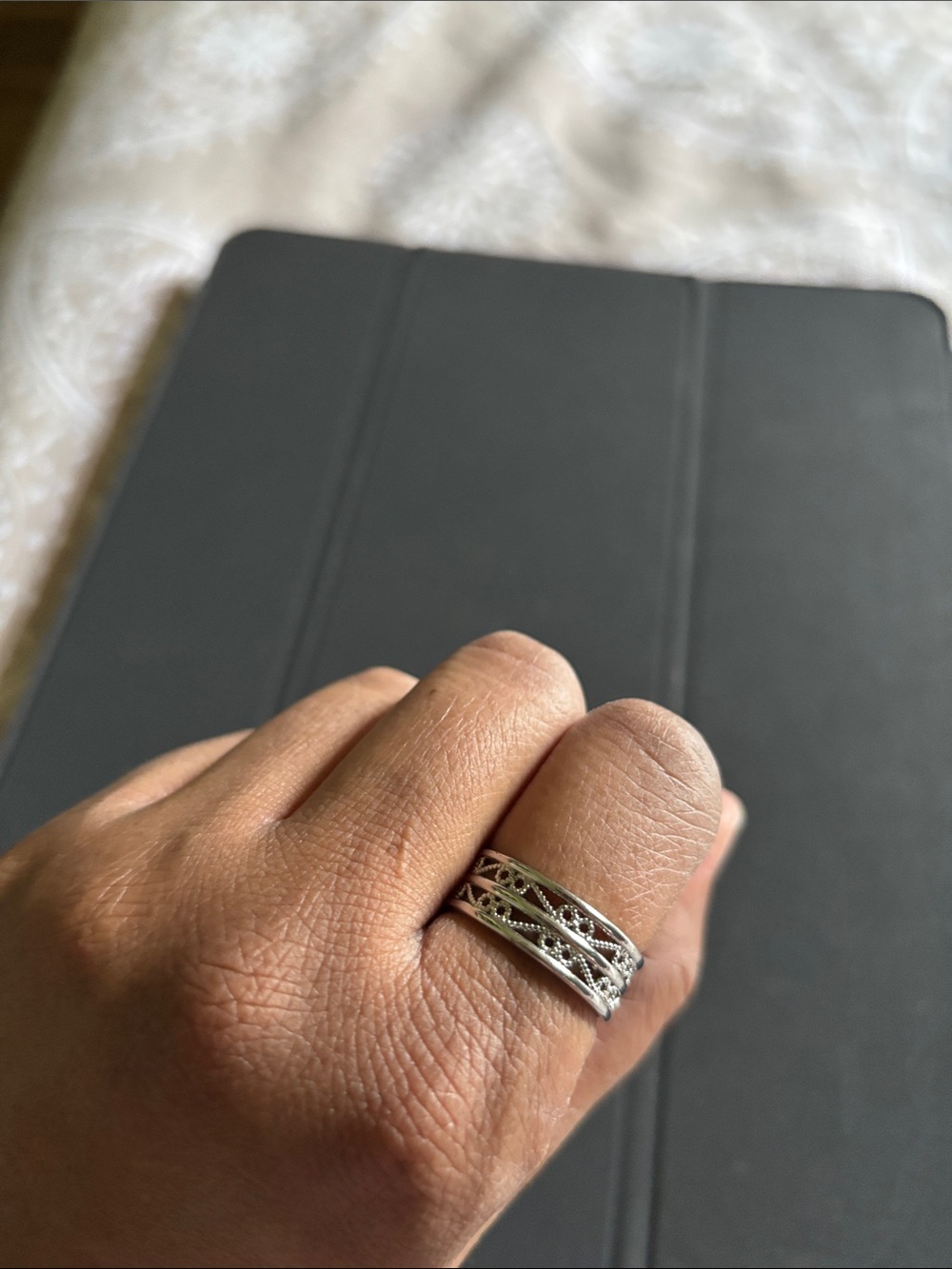 Silver Filigree Band Ring - Silver